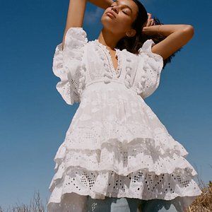 Free People X Place Nationale Dreamer Ruffled Mini Dress